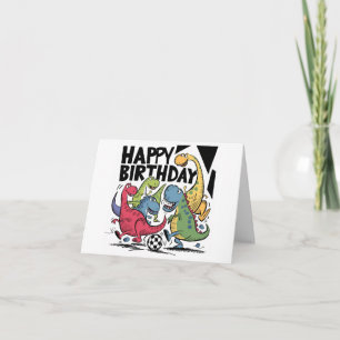 Drôle Dinosaures Jouer Soccer Carte Anniversaire