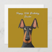 Drôle Doberman Chien noir Tan Mustard carte d'anni (Devant / Derrière)