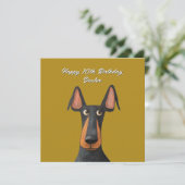Drôle Doberman Chien noir Tan Mustard carte d'anni (Debout devant)