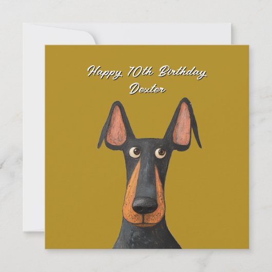 Drôle Doberman Chien noir Tan Mustard carte d'anni (Devant)