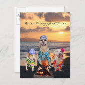 Drôle Dog Graduation Party on the Beach Carte post (Devant / Derrière)
