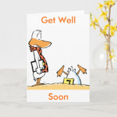 Drôle Duck Cartoon Se Bien Bientôt Carte (Fleur jaune)