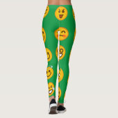 Drôle Emoji leggings | Légendes vert mignonnes (Dos)