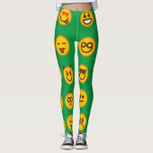Drôle Emoji leggings | Légendes vert mignonnes (Devant)