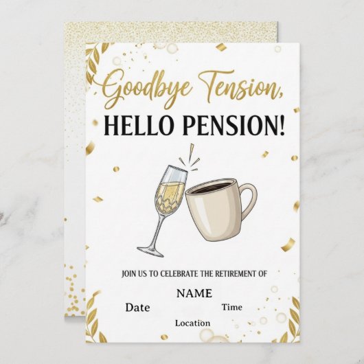 🎉 Drôle et Élégant Retraite Party Invitation | C (Devant / Derrière)