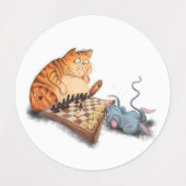 Drôle Étiquette Chat et souris Jouer aux échecs Ca (Design 1)