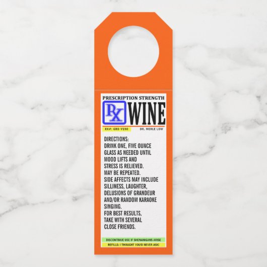 Drôle Étiquette de vin d'ordonnance (Devant)