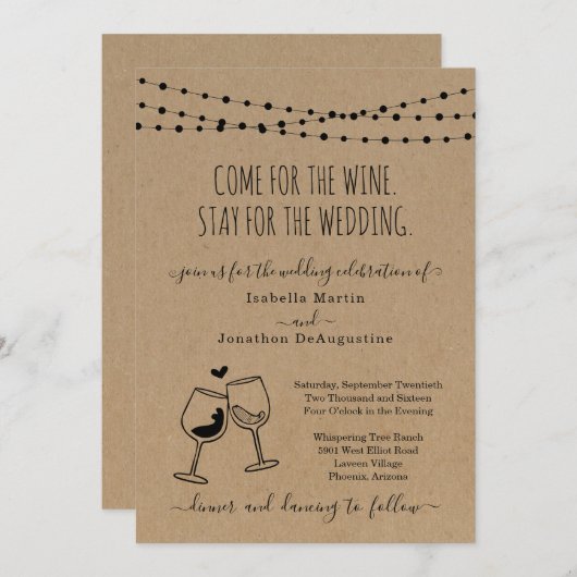 Drôle Faire-part de mariage à thème du vin (Devant / Derrière)