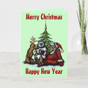 Drôle fête de Noël dessin animé carte d'art