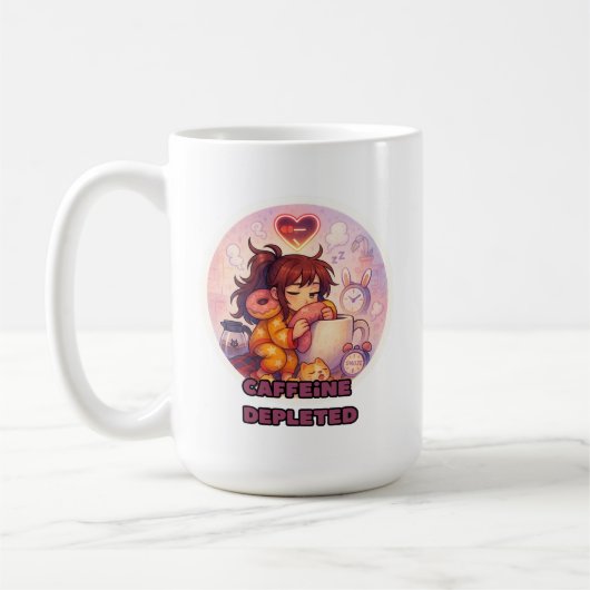 drôle fille endormie tasse de café (Gauche)