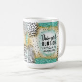 Drôle fille tourne sur la caféine Sarcasm Mug cade (Devant droit)