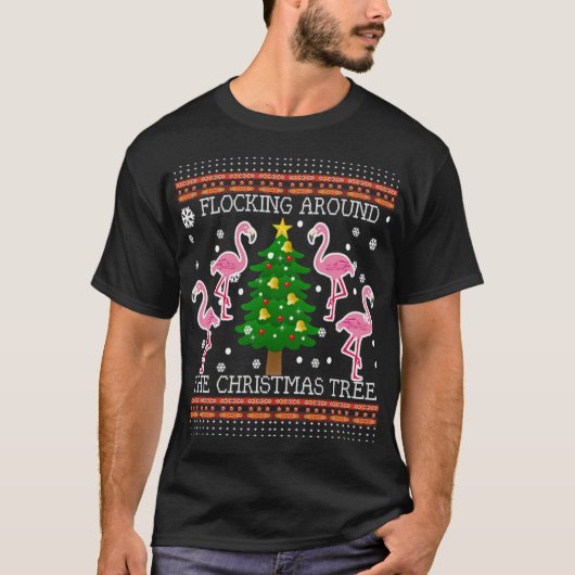 Drôle Flamant rose laide Noël Arbre de neige Sweat (Devant)