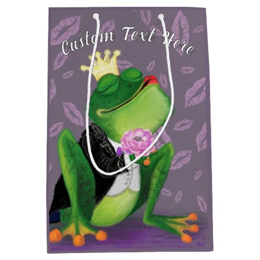 Drôle Frog Prince Cadeau Sac Kiss avec texte perso (Devant)