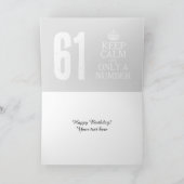 Drôle garder calme mème 61ème anniversaire carte d (Intérieur)