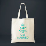 Drôle Garder le calme sac fourre-tout mariage pour<br><div class="desc">Cute Keep Calm sac fourre-tout mariage pour femme de ménage, mariée, mère de la mariée, fille de fleurs etc. Elégant sac fourre-tout bleu turquoise KeepCalm | Texte personnalisable Autres exemples amusants de keepcalmandcarryon : Restez calme et aimez-moi. Reste calme et sois excité. Reste calme et fais la fête. Personnalisez et...</div>