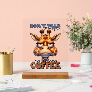 Drôle girafe parler café mot art