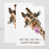 Drôle Giraffe Bonne Carte d'Anniversaire - Smile (Devant / Derrière)