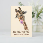 Drôle Giraffe Carte d'anniversaire - Texte personn (Debout devant)