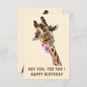 Drôle Giraffe Carte d'anniversaire - Texte personn (Devant / Derrière)