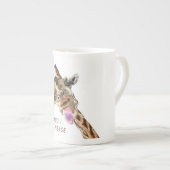 Drôle Giraffe Os Chine Mug Smile - Texte personnal (Devant droit)