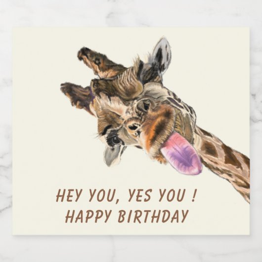 Drôle Giraffe Sparkling Vin Étiquette - Texte Pers (Étiquettes simples)