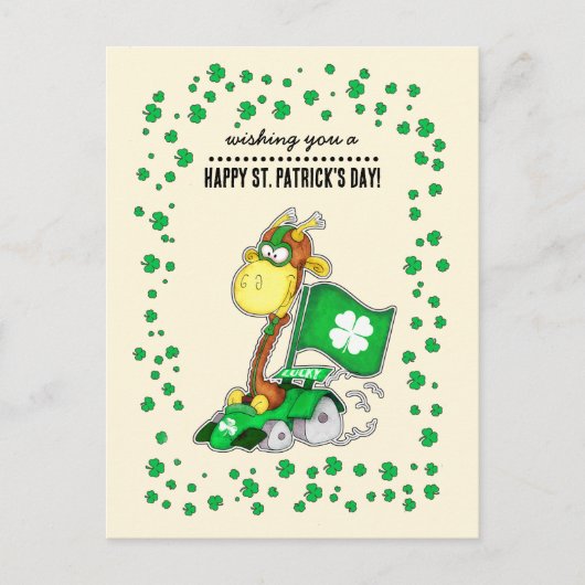 Drôle Giraffe St. Patrick's Day Cartes postales (Devant)