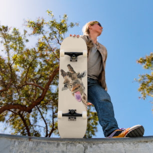 Drôle Giraffe Tongue Out Jouer Wink Skateboard