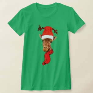 Drôle Giraffe Vacances Noël T-shirt Design