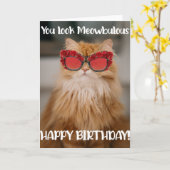 Drôle Glamour Chat Carte de voeux Anniversaire (Fleur jaune)