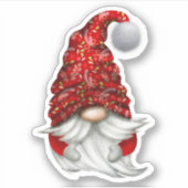 Drôle Gnome Noël Sticker Decale Étiquette (Devant)