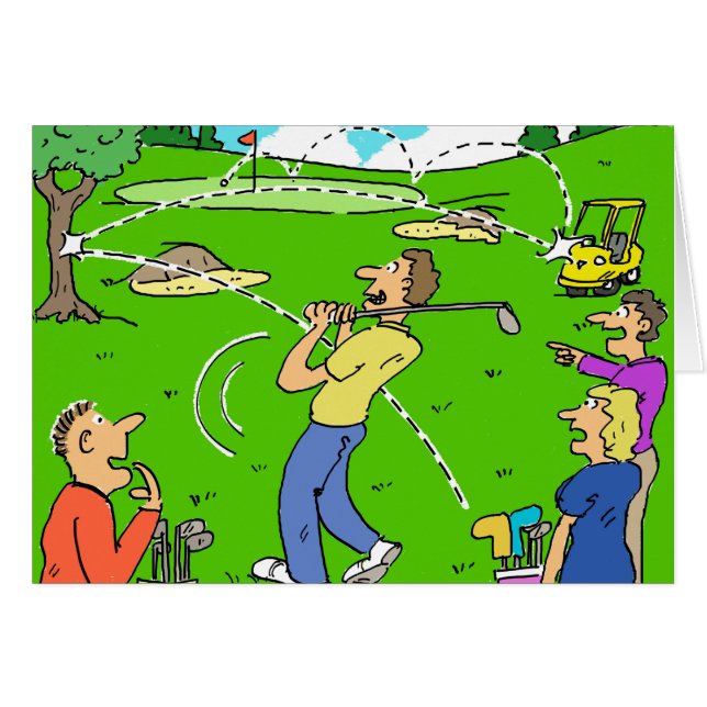 Drôle Golf Image. Freak Golf Shot Rebounds (Devant horizontal)