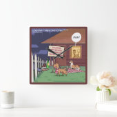 Drôle Gourmet Chiens Carré Horloge murale (Maison)
