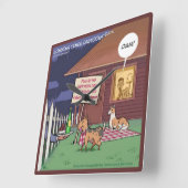 Drôle Gourmet Chiens Carré Horloge murale (Angle)