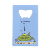 Drôle gras affamé poisson vert dessin de pêche (Dos)