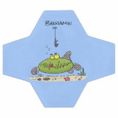 Drôle gras affamé poisson vert dessin de pêche (Plat)