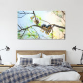 Drôle Great Horned Owley Art Fine Art Faune Toile (Insitu(Chambre))