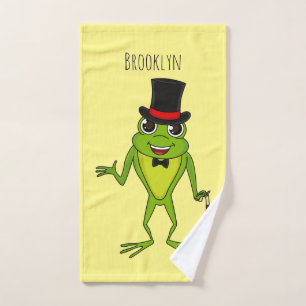 Drôle grenouille avec chapeau dessus dessin animé