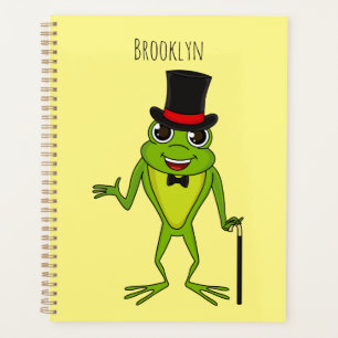 Drôle grenouille avec chapeau dessus dessin animé