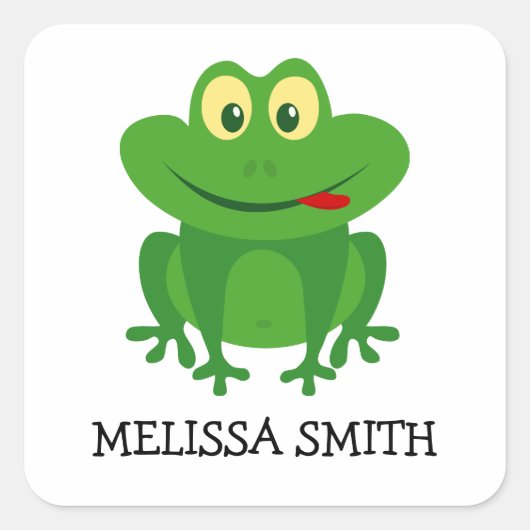 Drôle grenouille verte petit autocollants de dessi (Devant)