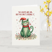 Drôle Grumpy Chat Carte de Noël Les lumières Sont (Fleur jaune)