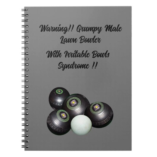 Drôle Grumpy Homme Pelouse Bowler, Carnet (Devant)