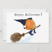 Drôle Halloween carte avec Citrouille sorcier vol (Devant)