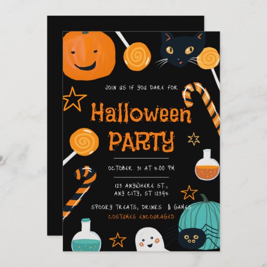 Drôle Halloween Party Invitation (Devant / Derrière)