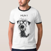 Drôle HUH ! Chien Sketch T-shirt Ringer masculin (Devant)