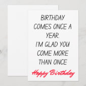 Drôle Humour Bonne Carte d'Anniversaire (Devant / Derrière)