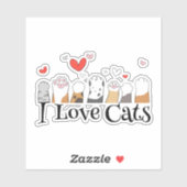Drôle I Love Chats Sticker (Feuille)