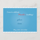 drôle invitation d'anniversaire de clown bleu (Dos)