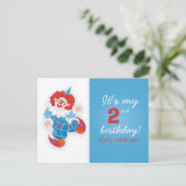 drôle invitation d'anniversaire de clown bleu (Debout devant)