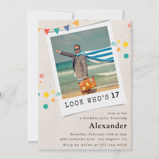 Drôle invitations à 17e anniversaire Hommes Fun Ph (Devant)