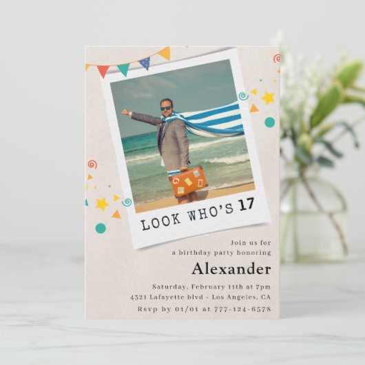 Drôle invitations à 17e anniversaire Hommes Fun Ph (Debout devant)